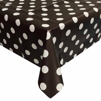 Buiten tafelkleed/tafelzeil zwart polkadots stippen 140 cm rond - Tuintafelkleed tafeldecoratie