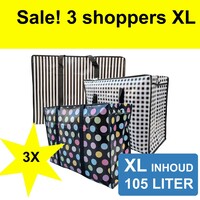 Big Shopper met rits XL Modern - 70 x 50 cm - Set van 3