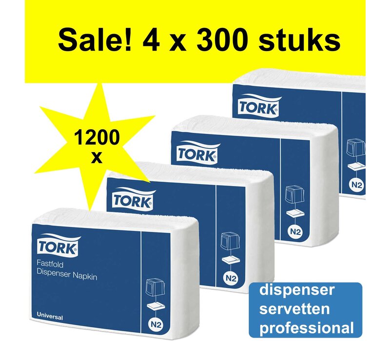 Navulling dispenser servet TORK - 1200 stuks - Wit