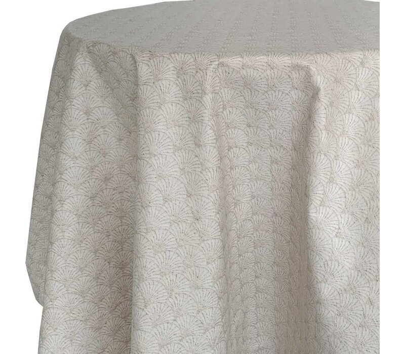 Rond Tafelkleed Gecoat Jacquard -  Ø 160 cm - Art Deco Beige linnenmix