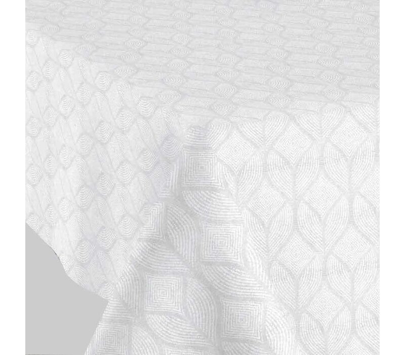 Tafelkleed Gecoat Jacquard - 140 x 250 cm - Ogee – Wit