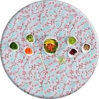 Mexicaans Rond Tafelzeil - Ø 120 cm - Kersenbloesem - Mintgroen
