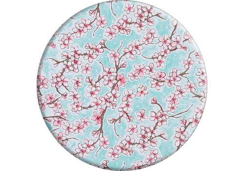 MixMamas Rond Tafelzeil - Ø 120 cm - Kersenbloesem - mintgroen