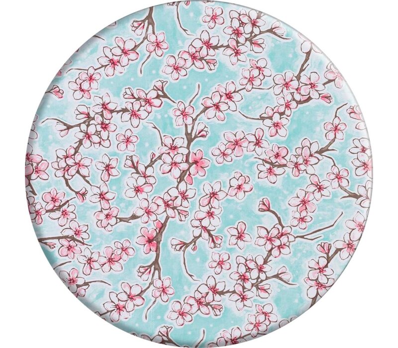 Mexicaans Rond Tafelzeil - Ø 120 cm - Kersenbloesem - Mintgroen