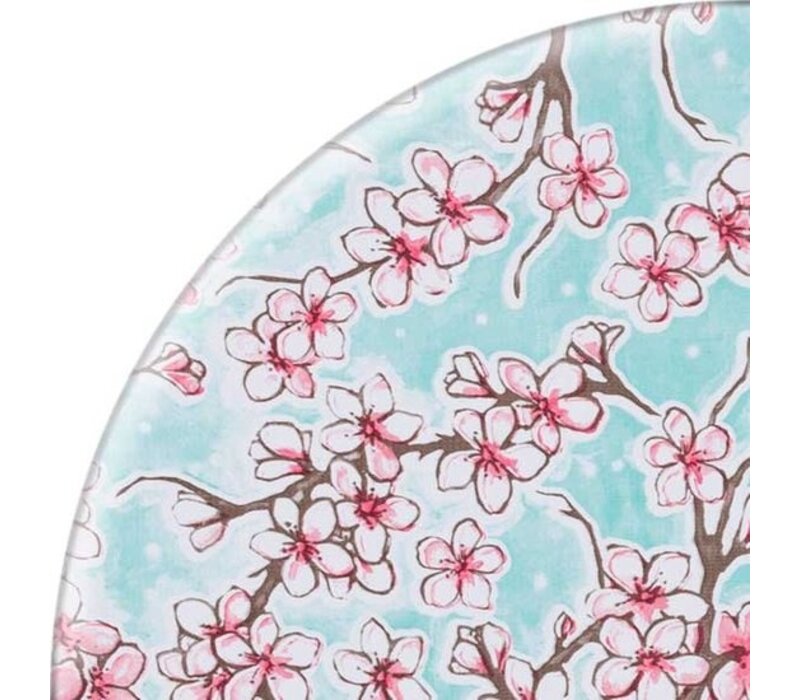 Mexicaans Rond Tafelzeil - Ø 120 cm - Kersenbloesem - Mintgroen