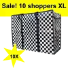 MixMamas Big Shopper XL met rits -70 x 50 cm - Ruit - Zwart -Set van 10