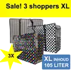 MixMamas Big Shopper met rits XL Modern - 70 x 50 cm - Set van 3