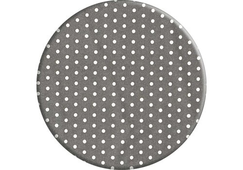 MixMamas Rond Tafelkleed Gecoat - Ø 140 cm - Stippen - Grijs/Wit