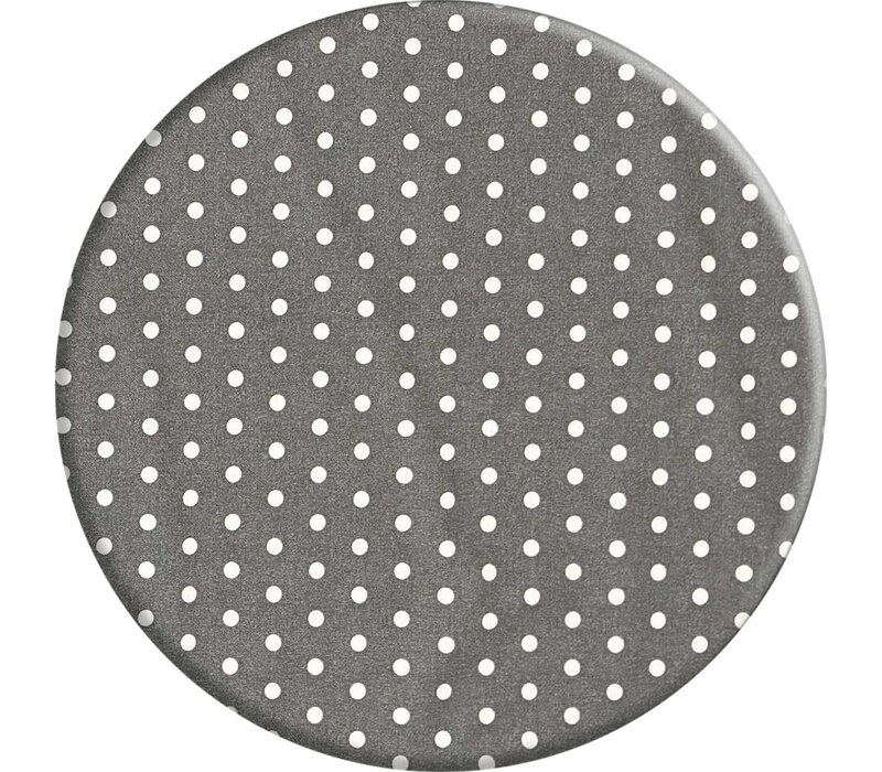 Rond Tafelkleed Gecoat - Ø 140 cm - Stippen - Grijs/Wit