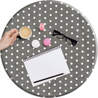 Rond Tafelkleed Gecoat - Ø 140 cm - Stippen - Grijs/Wit