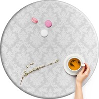 Rond Tafelkleed Gecoat Jacquard - Ø 160 cm -Chateau Barok - Wit