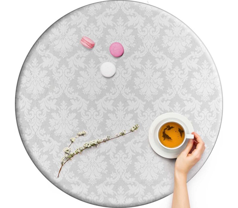 Rond Tafelkleed Gecoat Jacquard - Ø 160 cm -Chateau Barok - Wit