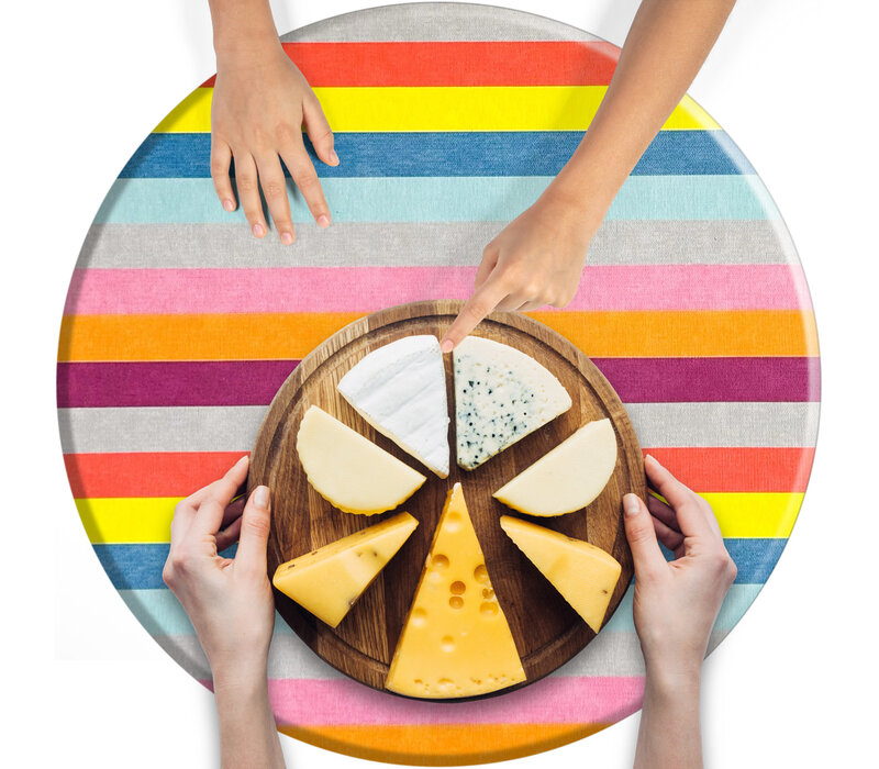 Rond Tafelkleed Gecoat -  Ø 140 cm - Happy Stripes