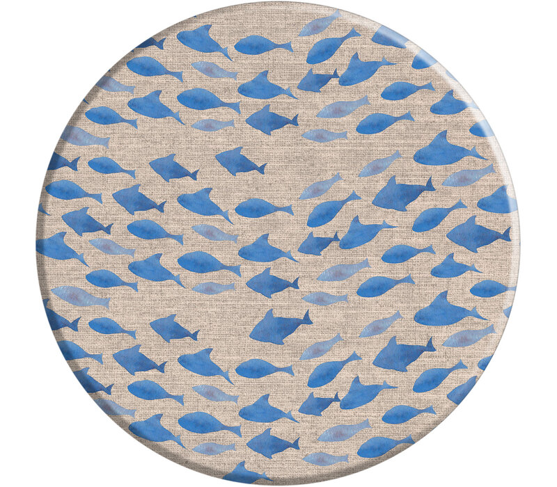 Rond Tafelkleed Gecoat -  Ø 160 cm - Blue Fish