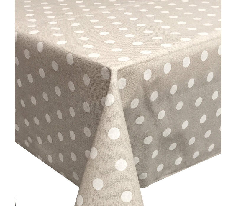 Tafelkleed Gecoat Stippen - 140 x 200 cm - Beige/Wit