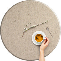Rond Tafelkleed Gecoat Jacquard -  Ø 160 cm - Effen linnenmix Beige