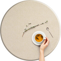 Rond Tafelkleed Gecoat -  Ø 180 cm - Linnen look effen - Beige