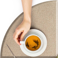 Rond Tafelkleed Gecoat -  Ø 160 cm - Linnen look effen - Taupe