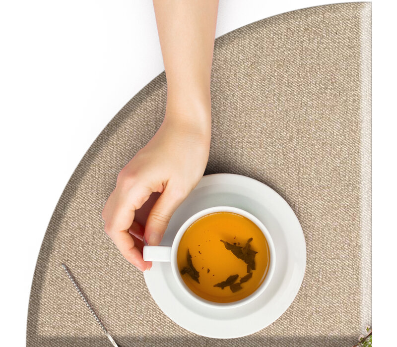 Rond Tafelkleed Gecoat -  Ø 180 cm - Linnen look effen - Taupe