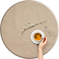 Rond Tafelkleed Gecoat -  Ø 180 cm - Linnen look effen - Taupe