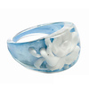 Ring met Roos – Blue Breeze - Blauw / Wit - Acryl