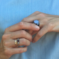 Ring met Roos - Midnight Blue - Zwart-Blauw- Acryl