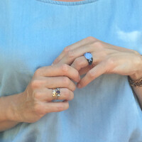 Ring met Roos - Midnight Blue - Zwart-Blauw- Acryl