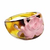 Ring met Roos - Tiger Bloom - Bruin-Roze - Acryl