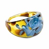 Ring met Roos - Tiger Sky - Bruin-Blauw - Acryl