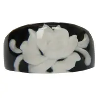 Ring met Roos – Frost Bite - Zwart-wit - Acryl