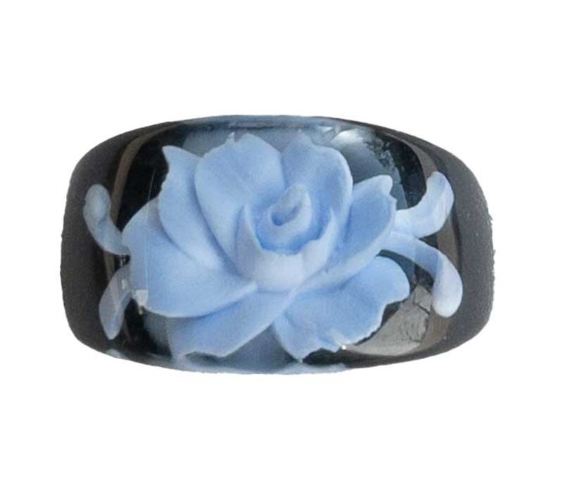 Ring met Roos - Midnight Blue - Zwart-Blauw- Acryl