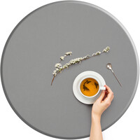 Rond Tafelkleed Gecoat -  Ø 160 cm - Linnen look effen - Grijs