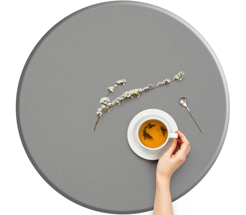 Rond Tafelkleed Gecoat -  Ø 160 cm - Linnen look effen - Grijs