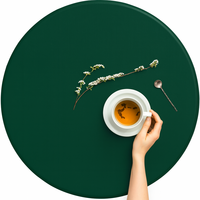 Rond Tafelkleed Gecoat -  Ø 160 cm - Linnen look effen Groen