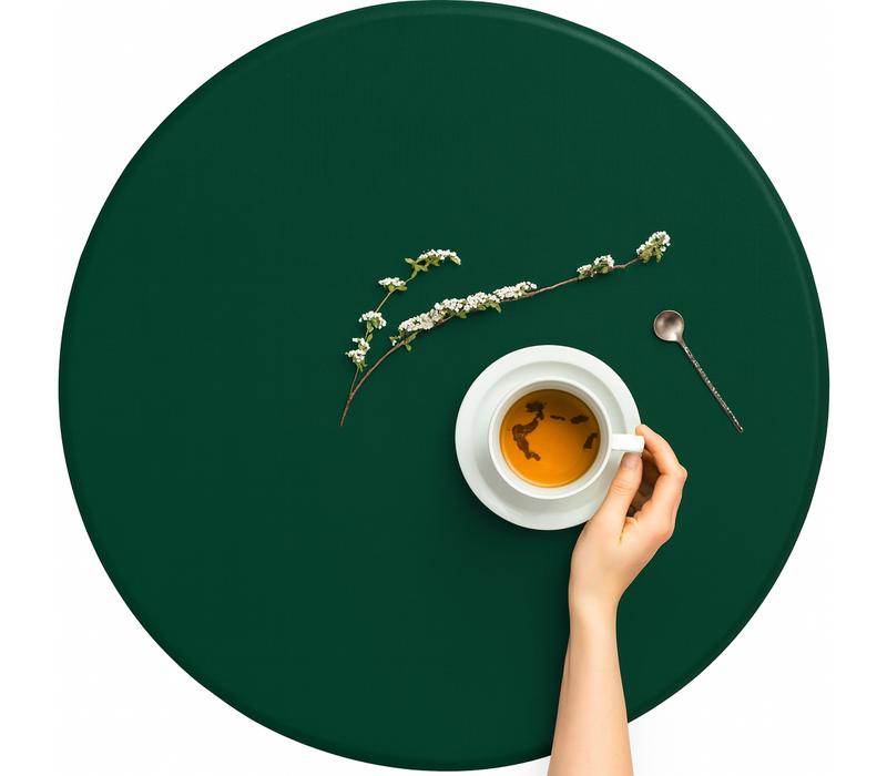 Rond Tafelkleed Gecoat -  Ø 160 cm - Linnen look effen Groen