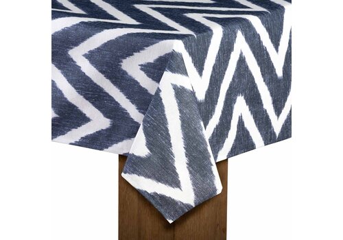 MixMamas Tafelkleed Gecoat - 140 x 250 cm - ZIGZAG D-blauw