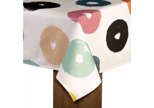 MixMamas Tafelkleed Gecoat - 140 x 250 cm - painted circled dots
