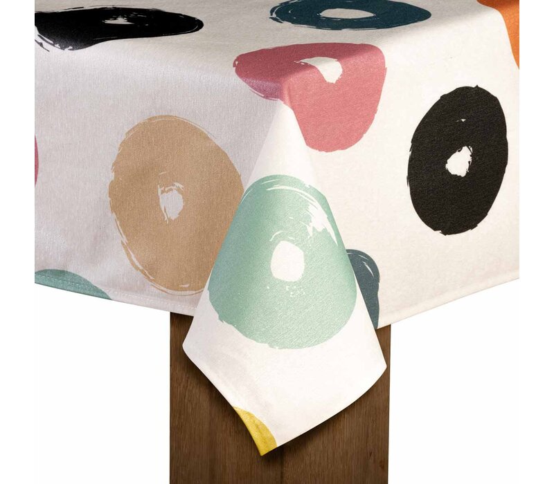 Tafelkleed Gecoat - 140 x 250 cm - painted circled dots
