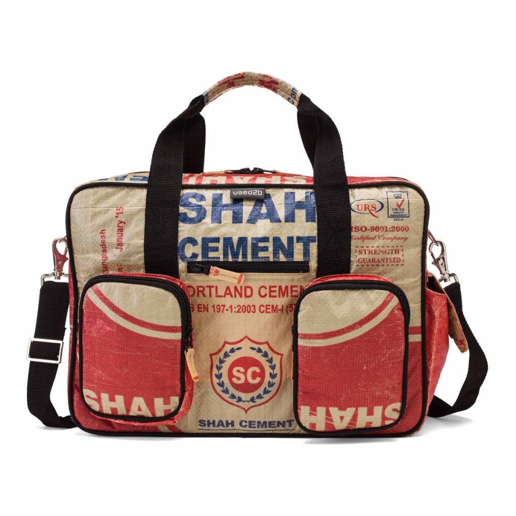 Used2b College bag upcycled cement Shah red