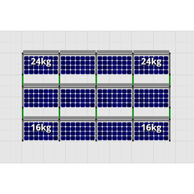 Flatfix Fusion set 3 rijen van 4 panelen aluminium