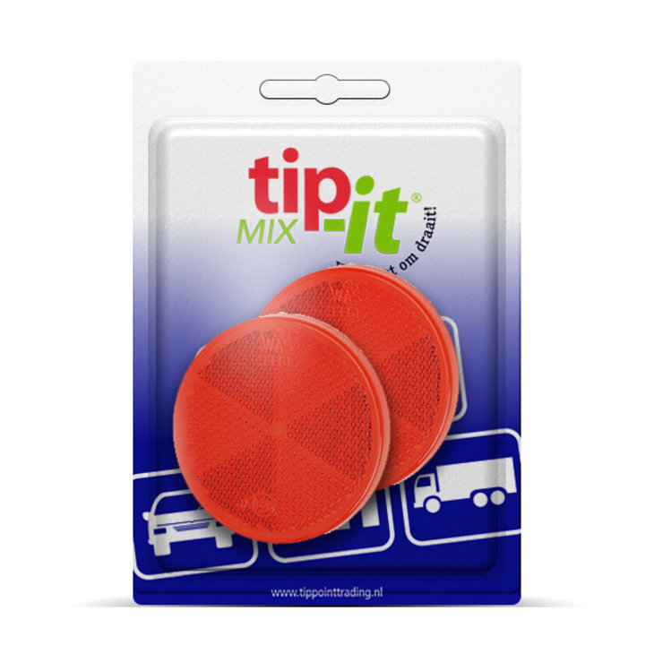 Reflector Rond rood 60 mm plak - Blister