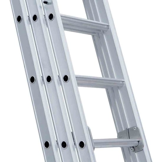 Eurostairs Eurostairs Opsteek ladder driedelig uitgebogen 3x14 sporten + gevelrollen