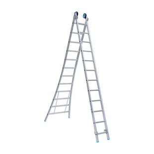 Eurostairs Reform ladder dubbel uitgebogen 2x14 sporten + gevelrollen