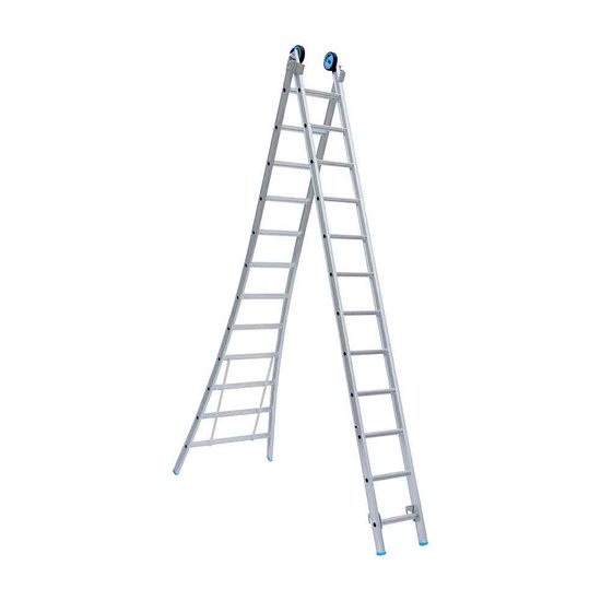 Eurostairs Eurostairs Reformladder dubbel uitgebogen 2x14 sporten + gevelrollen