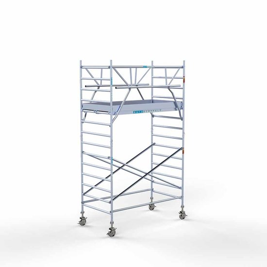 Euroscaffold Aanhanger + rolsteiger standaard 135x250 5,2m werkhoogte + dubbele voorloopleuning