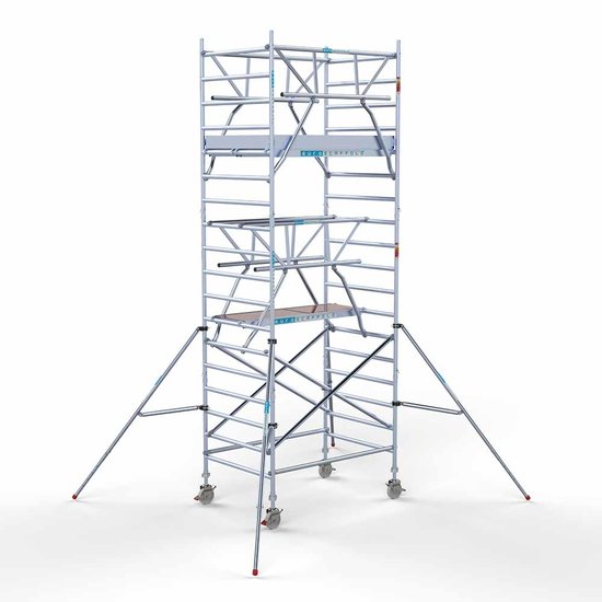 Euroscaffold Aanhanger + rolsteiger standaard 135x190 6,2m werkhoogte + dubbele voorloopleuning