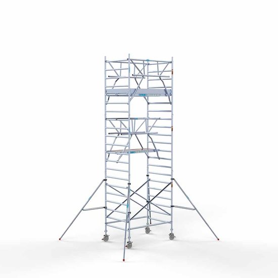Euroscaffold Aanhanger + rolsteiger standaard 135x190 7,2m werkhoogte + dubbele voorloopleuning