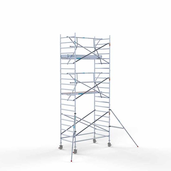 Euroscaffold Anssems Aanhanger + rolsteiger standaard 135x250 7,2m werkhoogte + enkele voorloopleuning