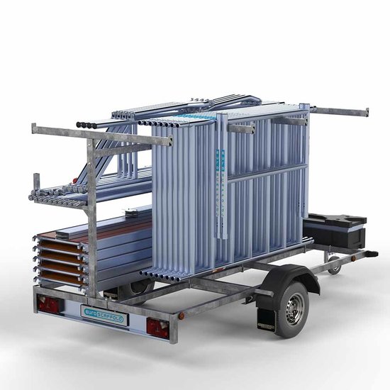 Euroscaffold Steigeraanhanger 305 + Rolsteiger Standaard 135x305 10,2m werkhoogte enkele voorloopleuning