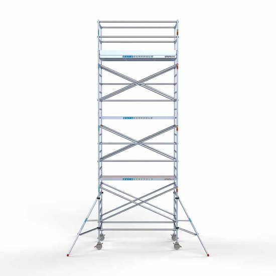 Euroscaffold Steigeraanhanger afsluitbaar 250 + Rolsteiger Standaard 135x250 8,2m werkhoogte carbon vloer